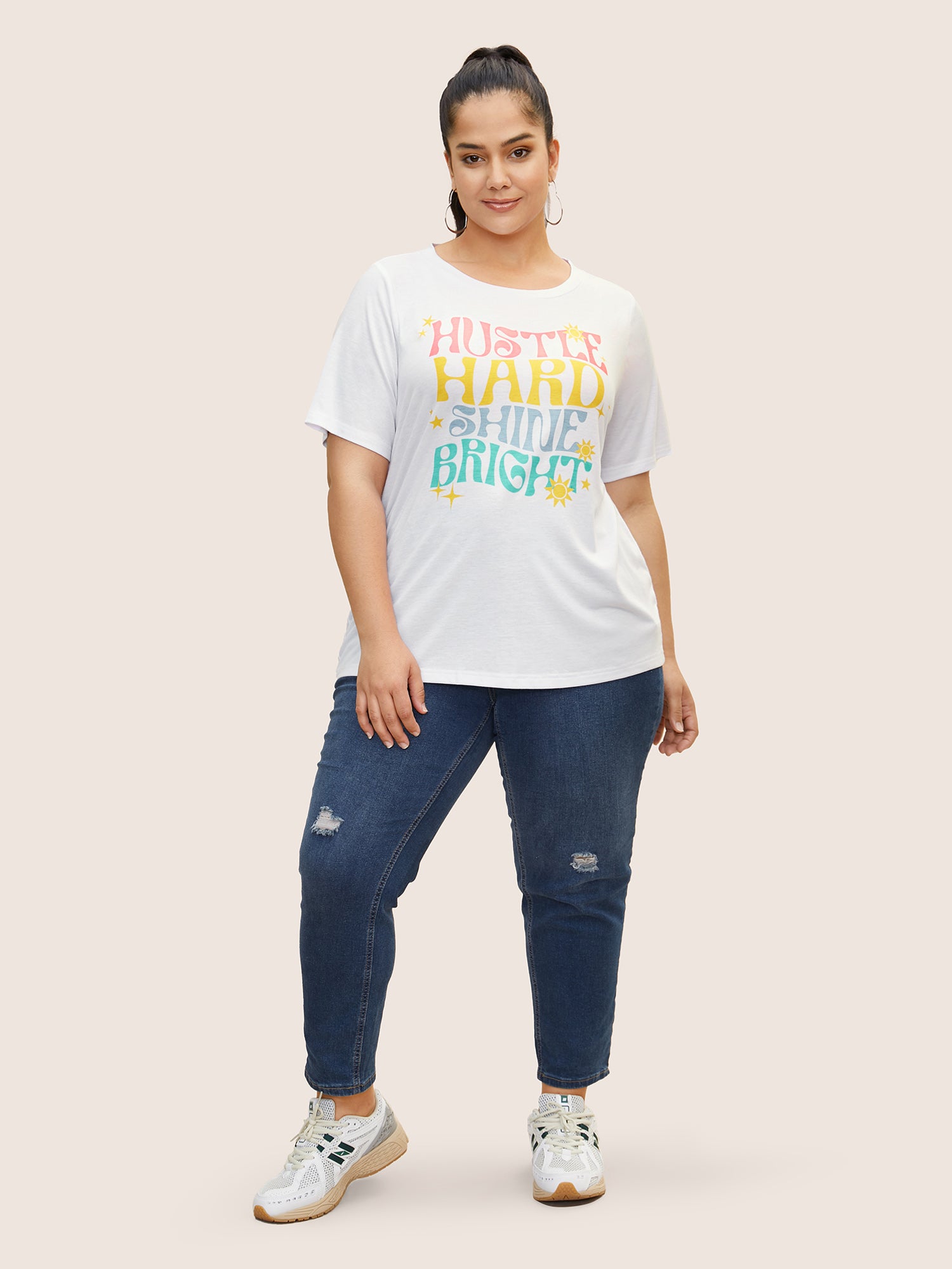 Colorful Design Print Round Neck T-shirt