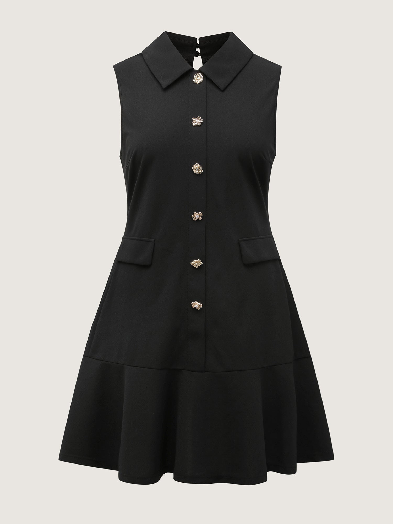 Stretchy Button Decor Knee-Length Dress