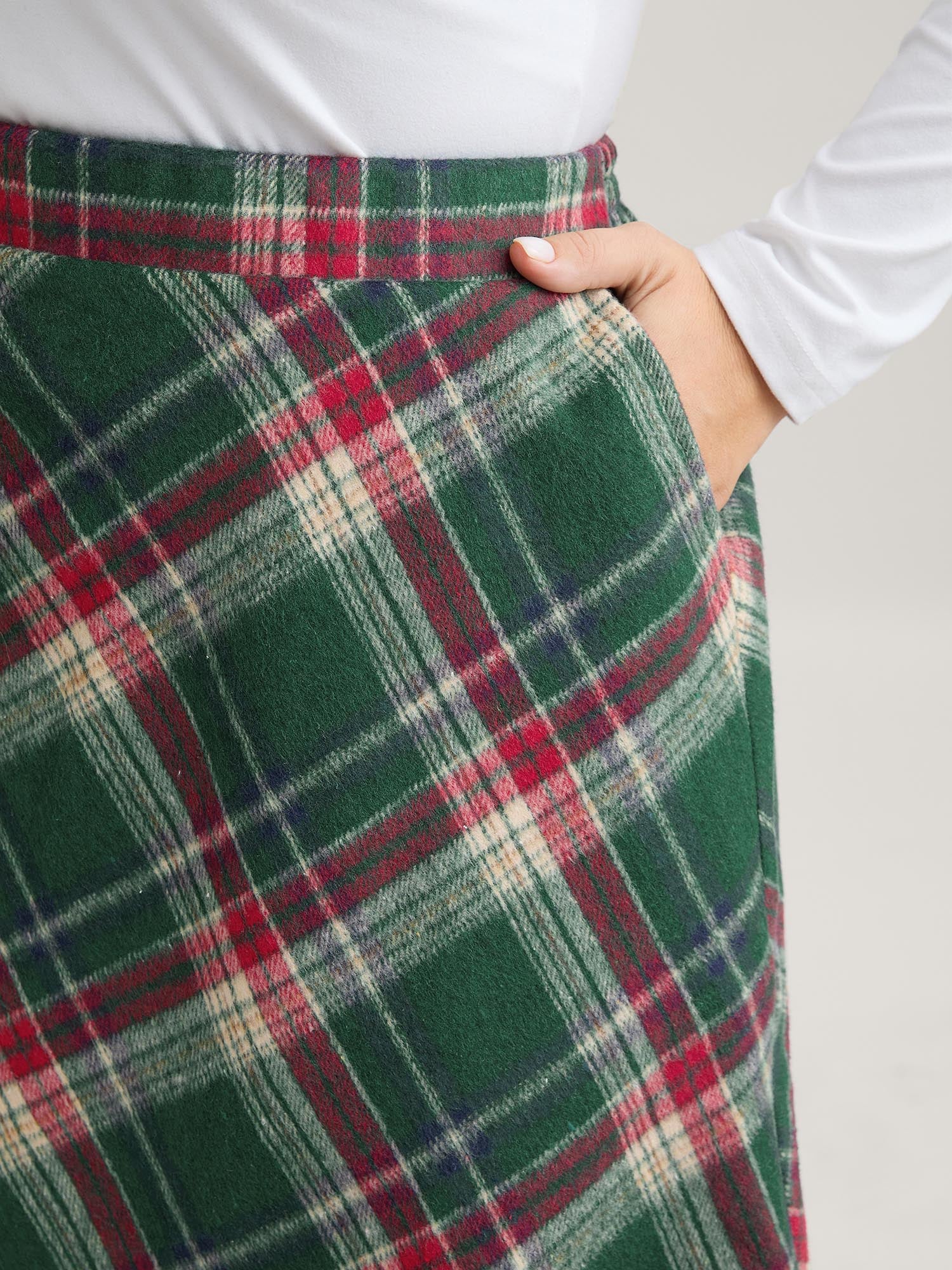 Plaid Pattern Elastic Waist A-line Mini Skirt