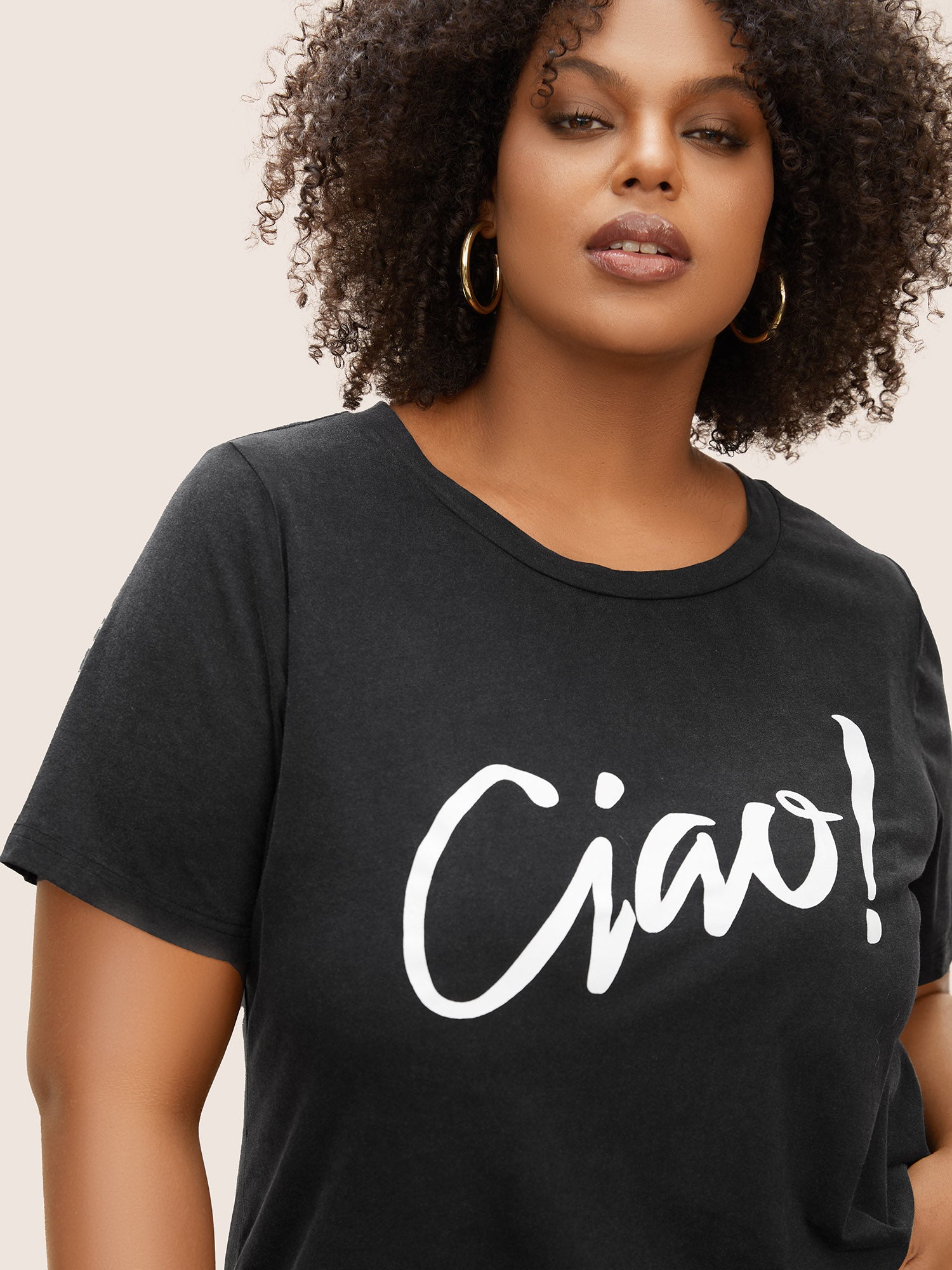 Crew Neck Positive Slogan Letter Print T-shirt