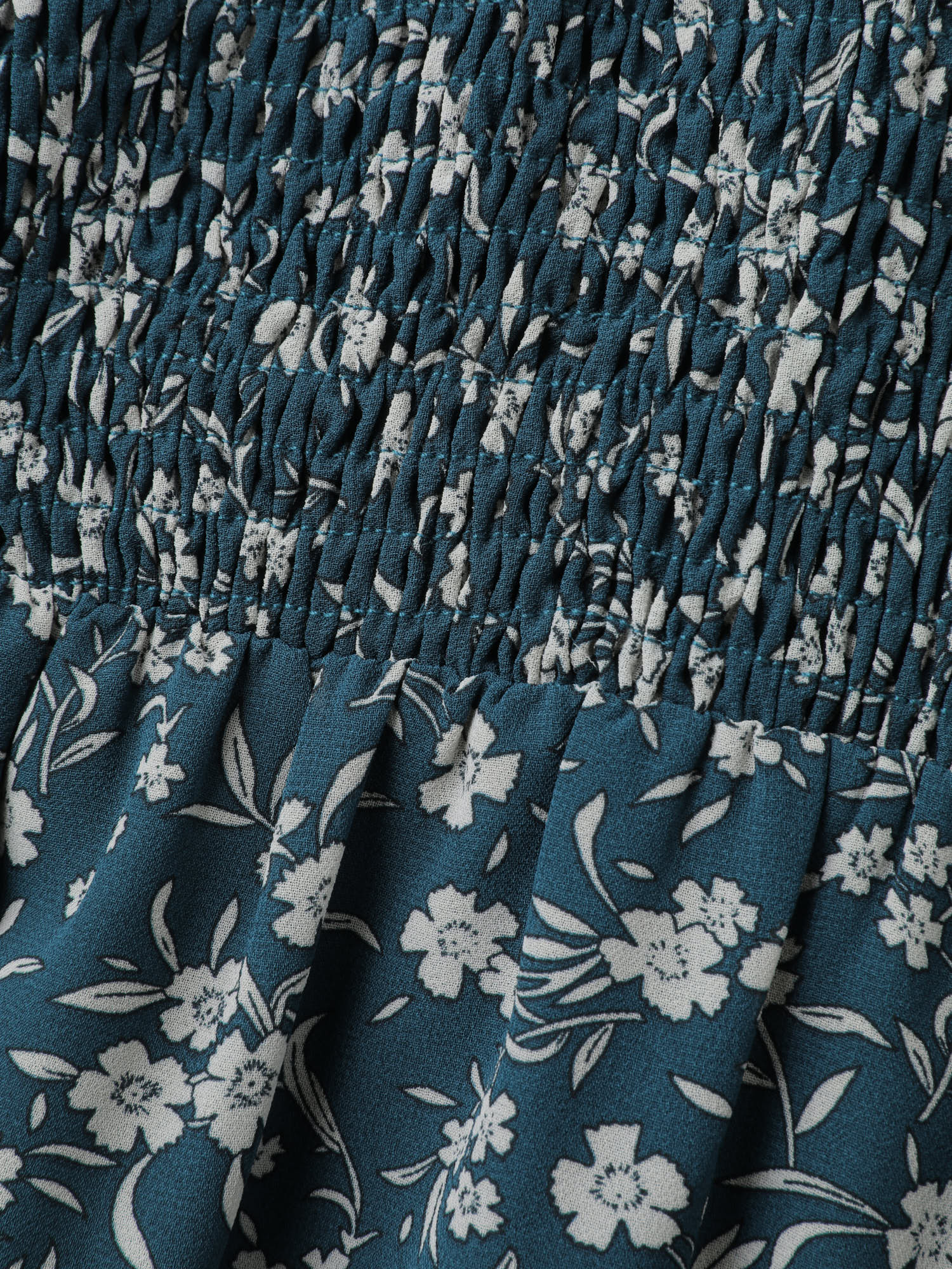 Floral Print Shirred Bodice Maxi Dress