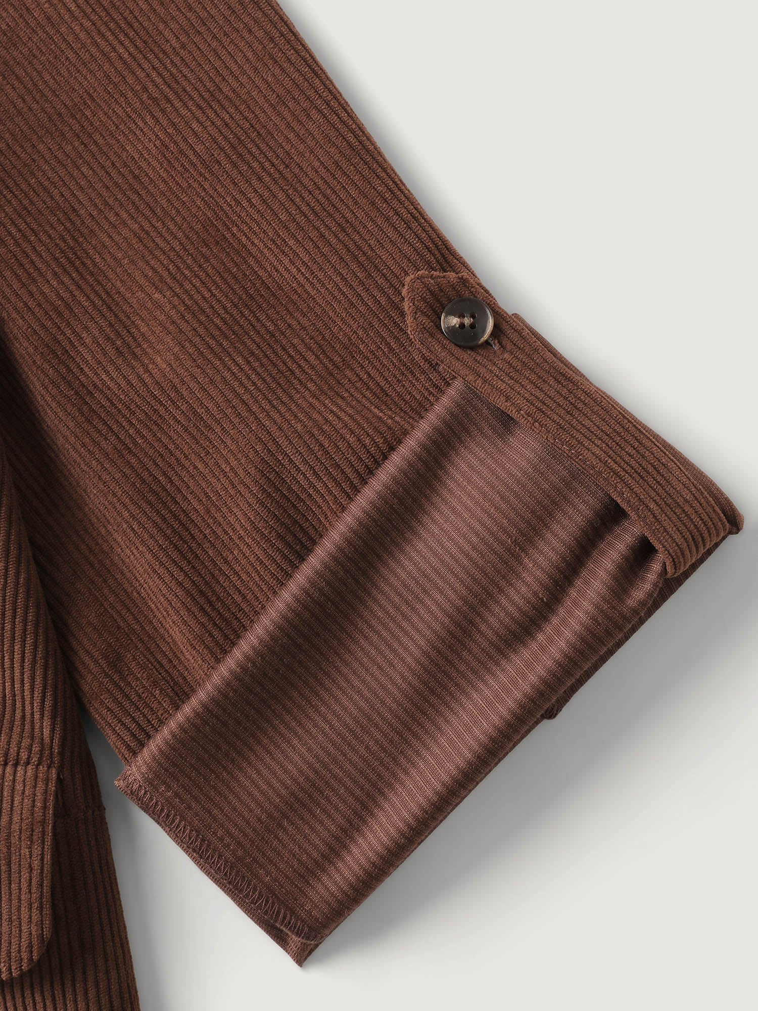 Corduroy Gathered Sleeve Ribbed Collar Blazer