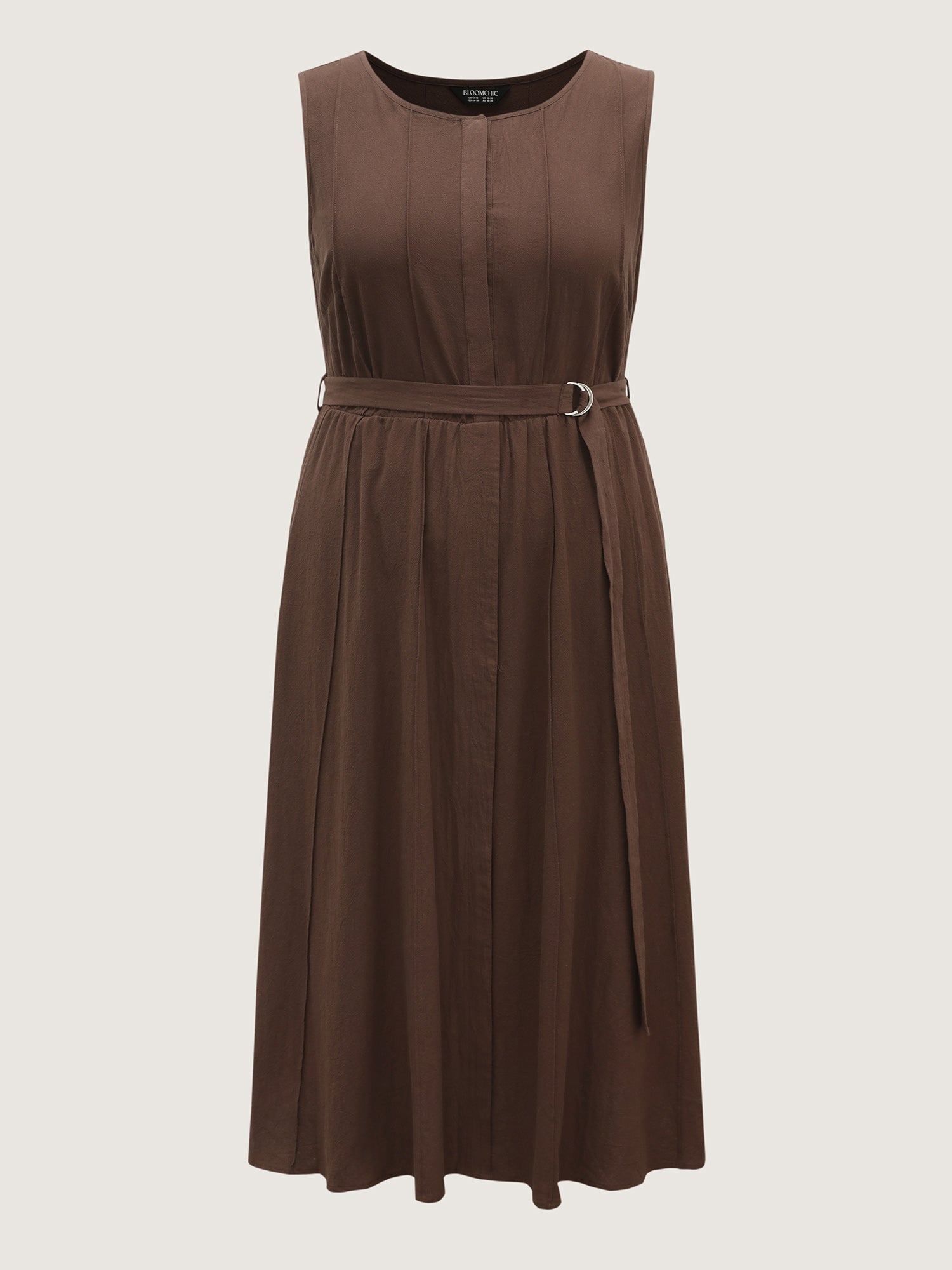 Pure Cotton Adjustable Belt Placket Midi Dress