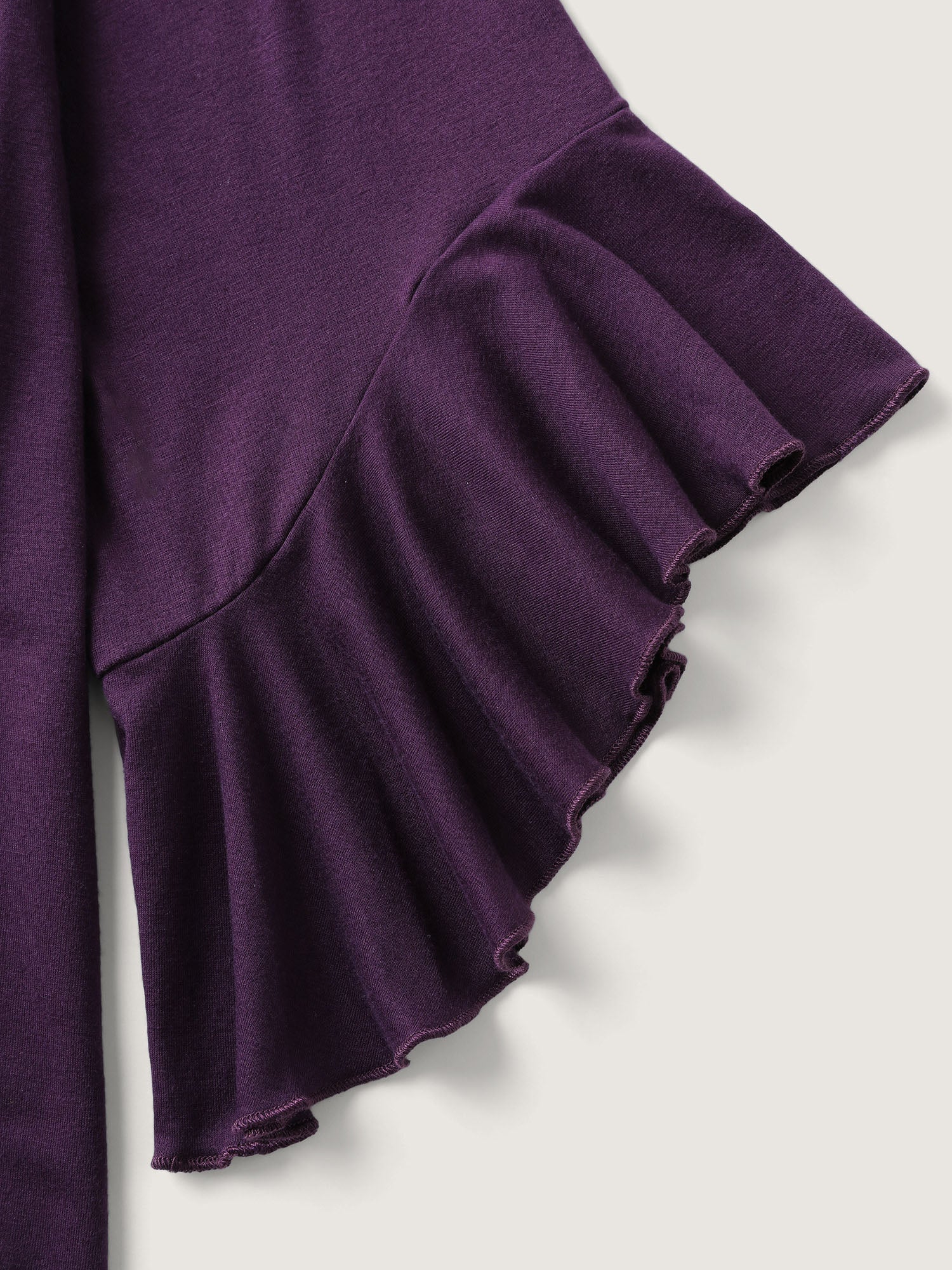 Supersoft Drawstring Neckline Ruffled Sleeve Knit Top