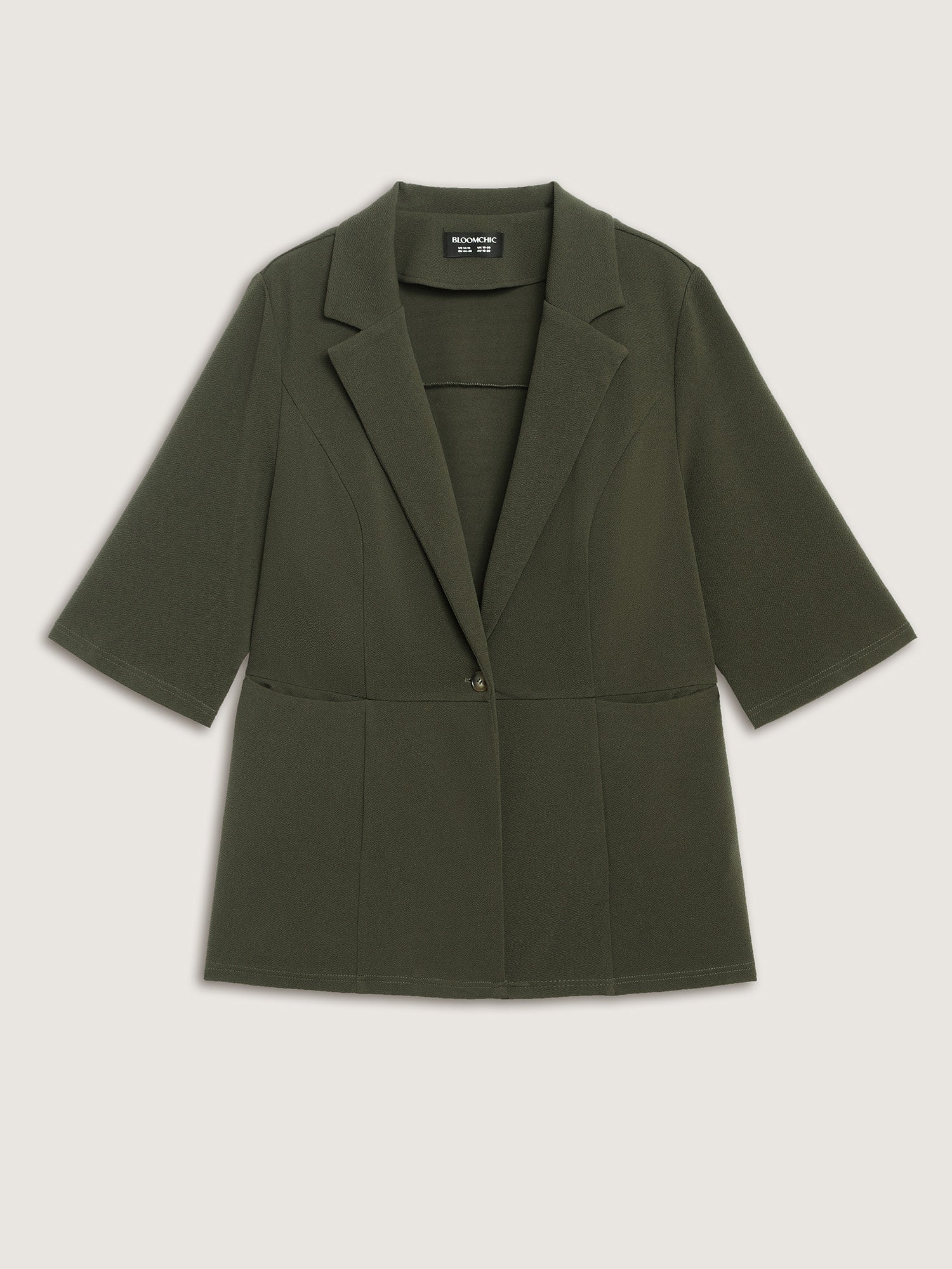 Stretchy Textured Cinched Flared Waist Blazer