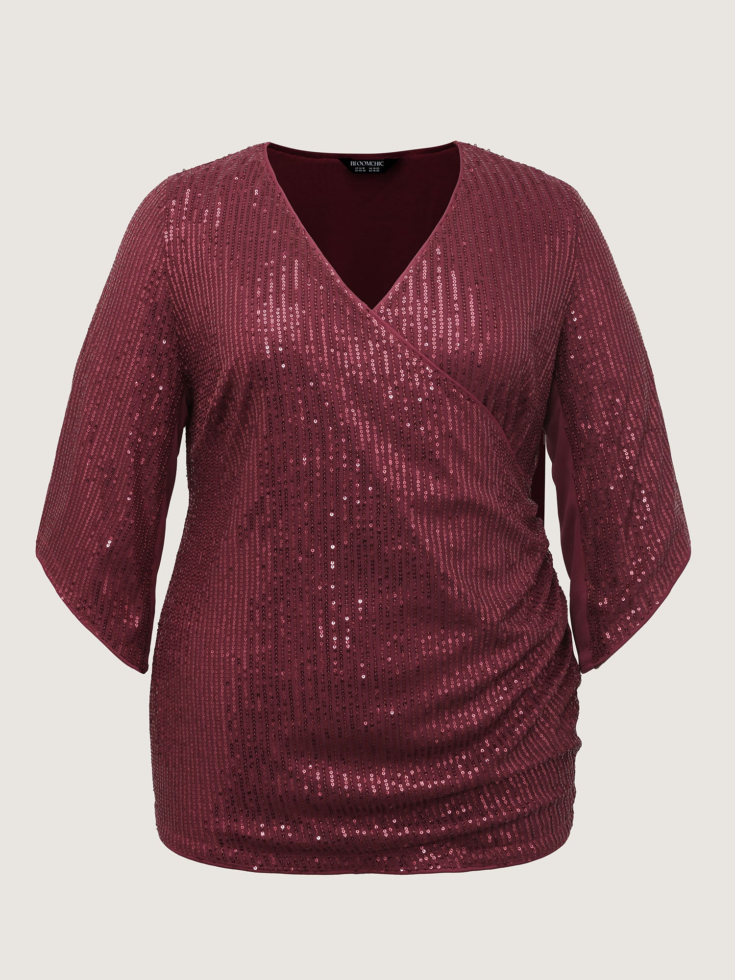 Shimmery Sequin Gathered Flared Sleeve Blouse