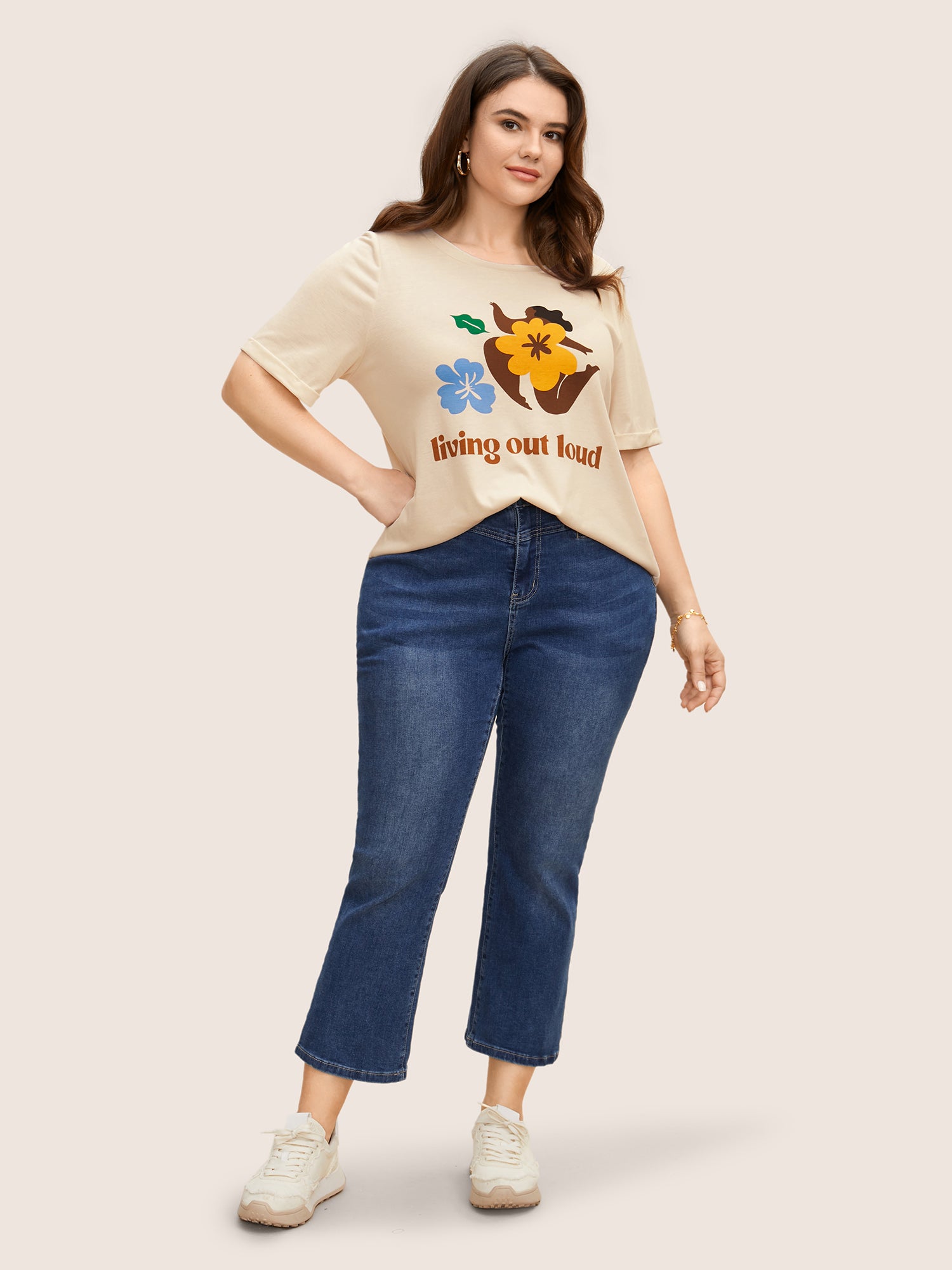 Body Positive Slogan Print Round Neck T-shirt