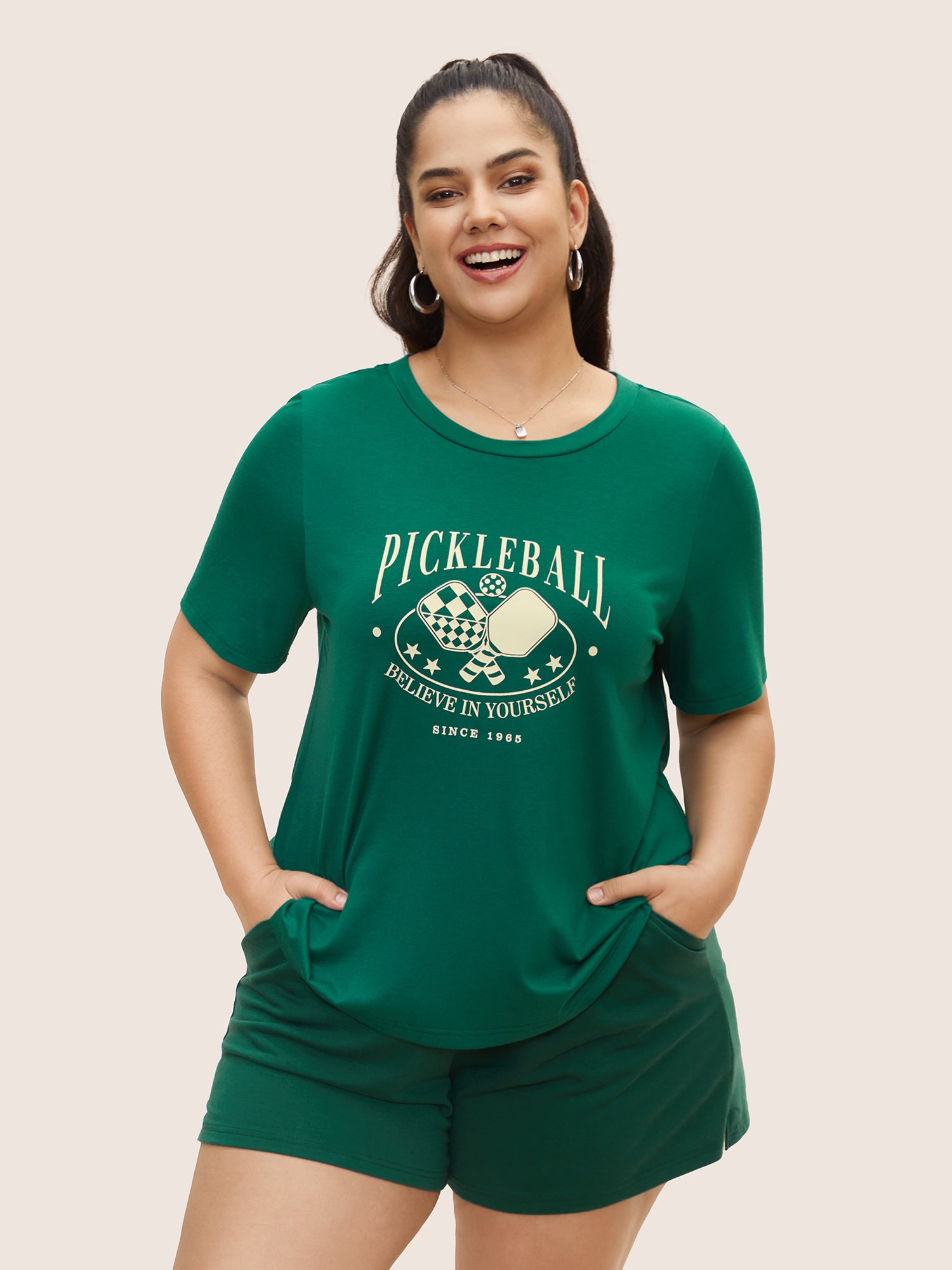 Letter Print Crew Neck T-shirt