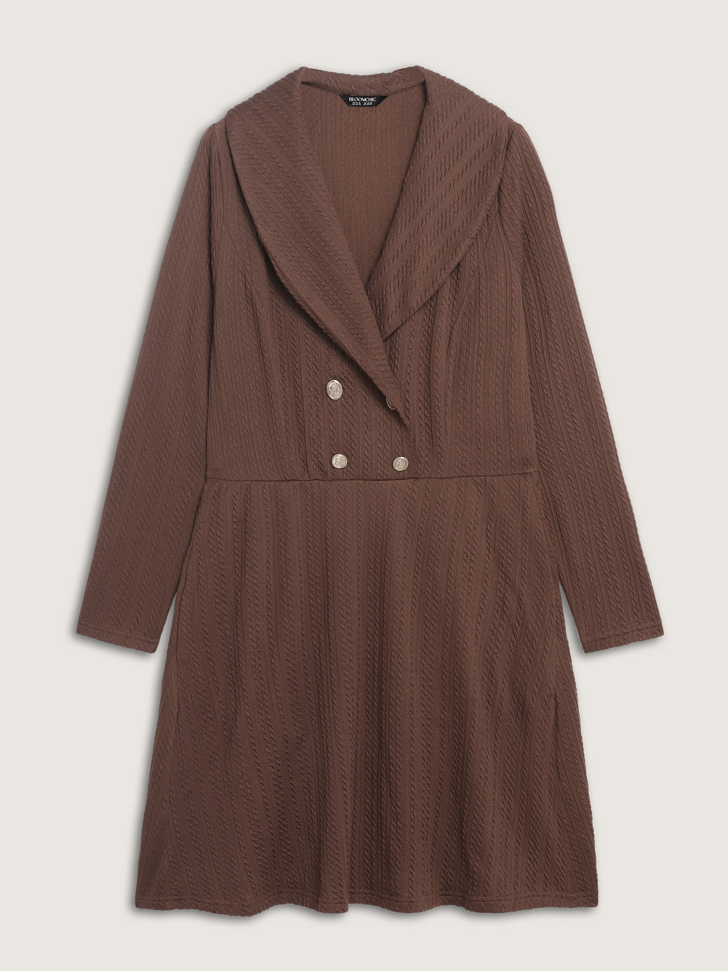 Cable Knit Double Decorative Button Knee-Length Dress