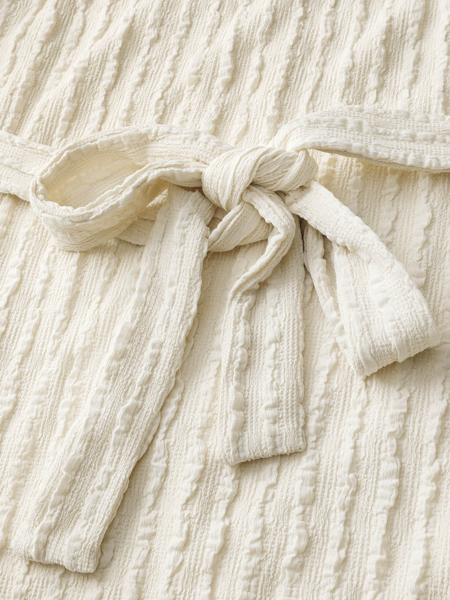 Textured Waist-Tie Stretchy Midi Dress