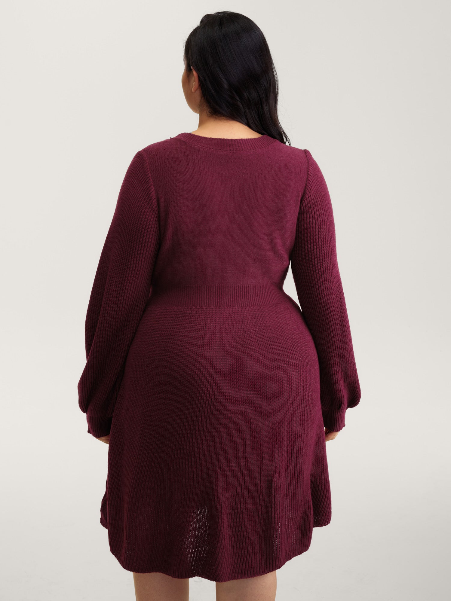 Cable Knit Elastic Waist Midi Sweater Dress