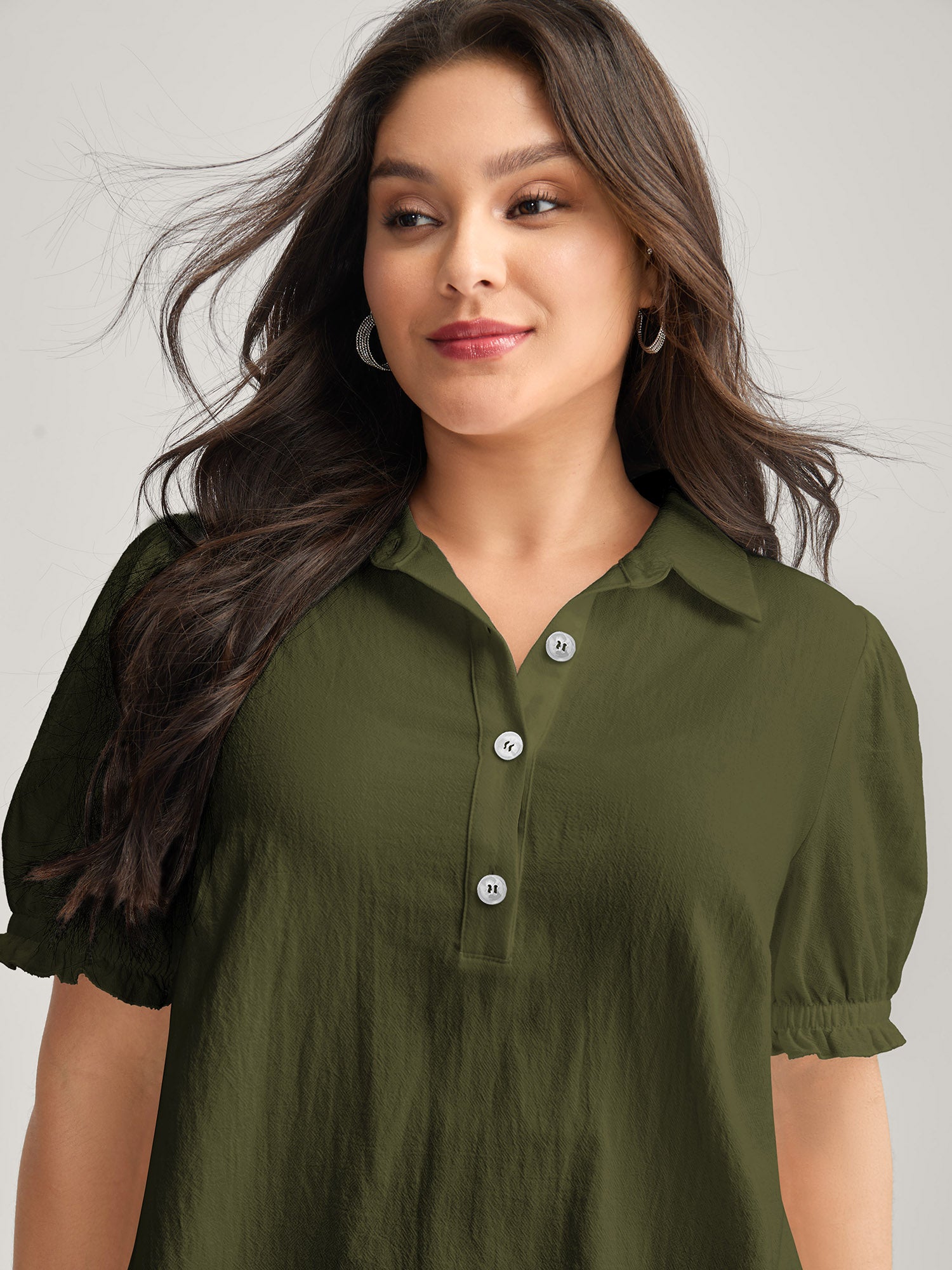 Pure Cotton Ruffled Puffy Sleeve Blouse