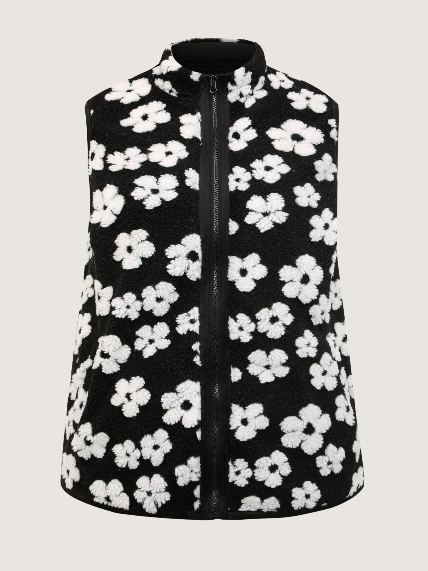 Floral Print Plush Reversible Vest