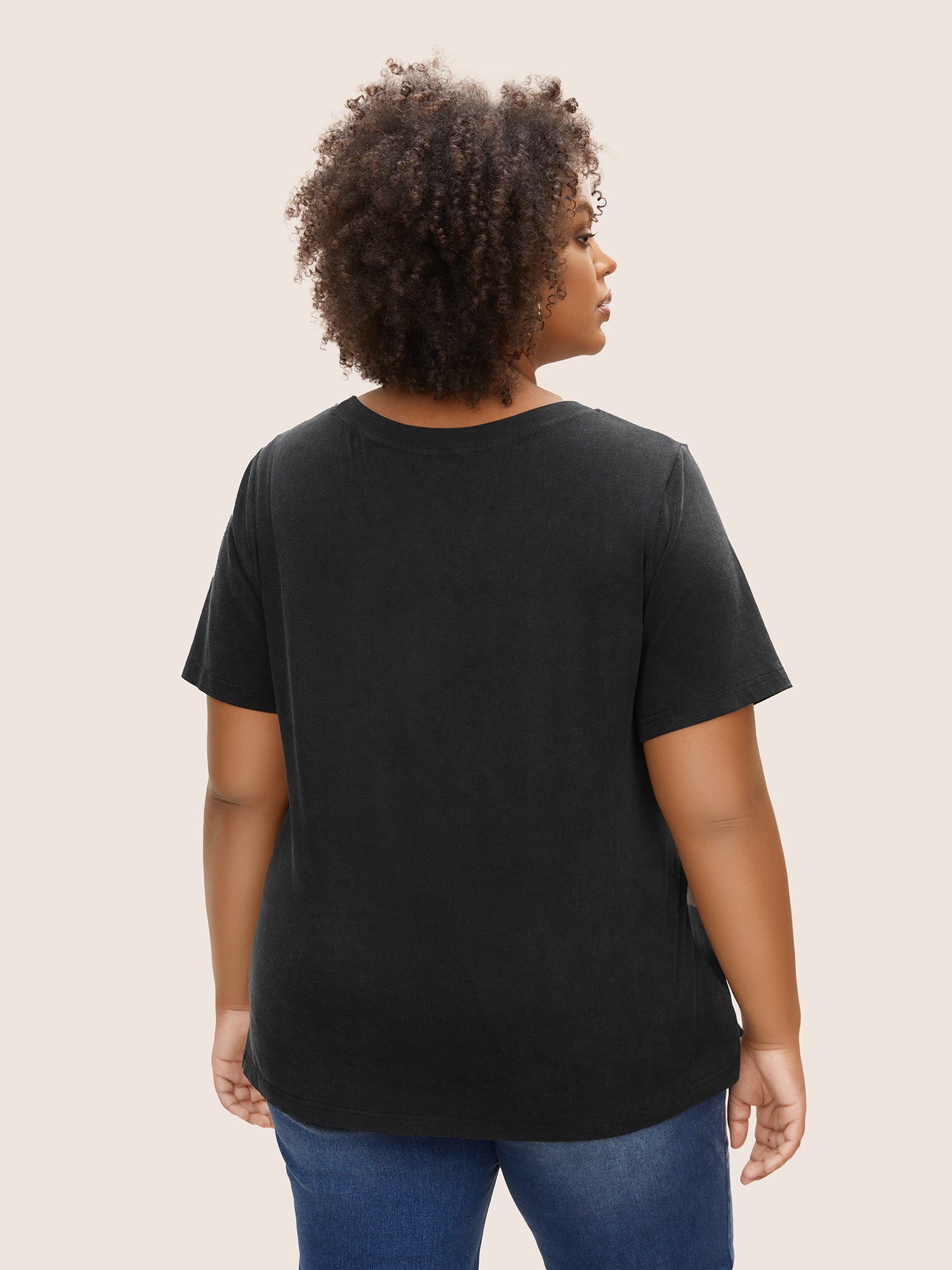 Crew Neck Positive Slogan Letter Print T-shirt