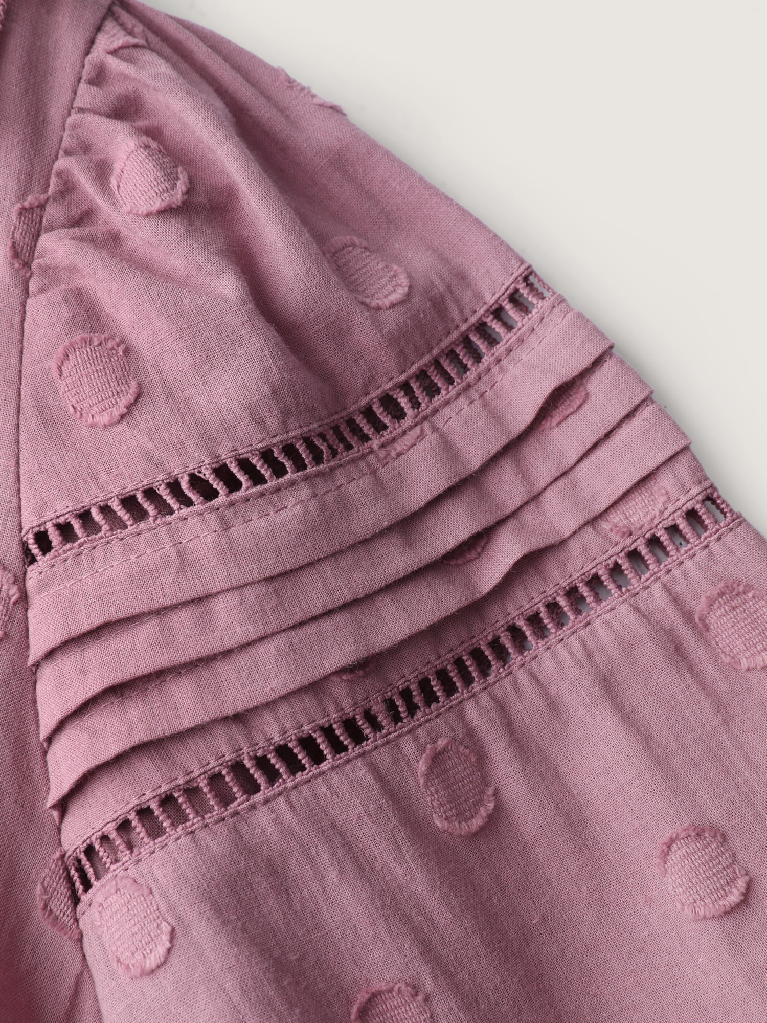 Cotton Textured Jacquard Puffy Sleeve Blouse