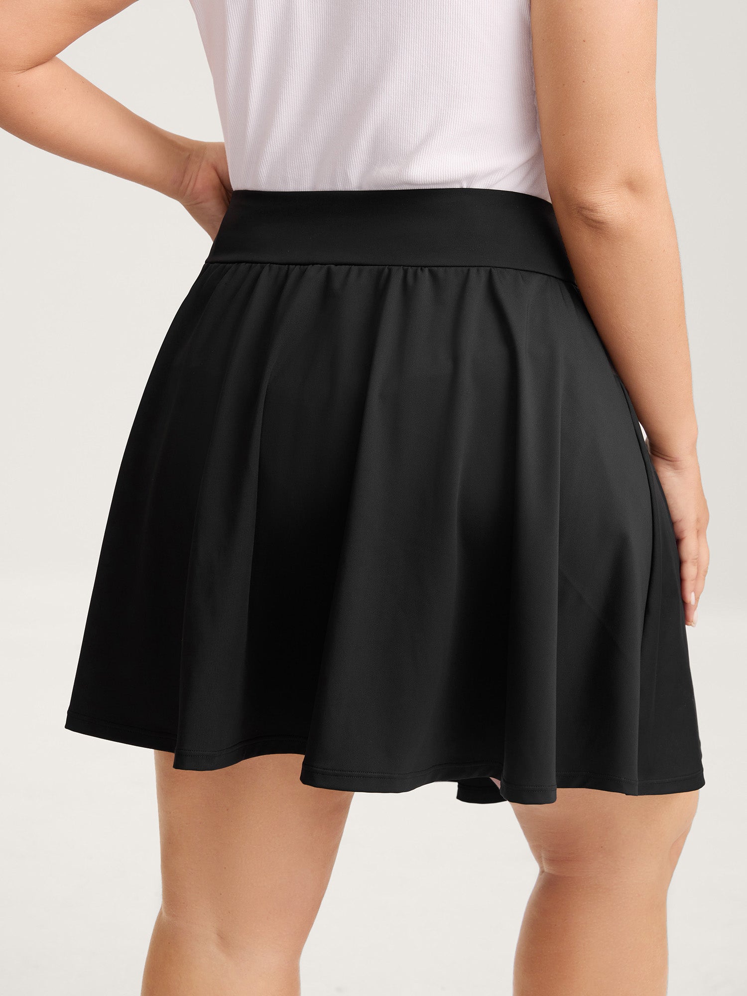 Wide Stretchy Waist Flared Midi Skirt