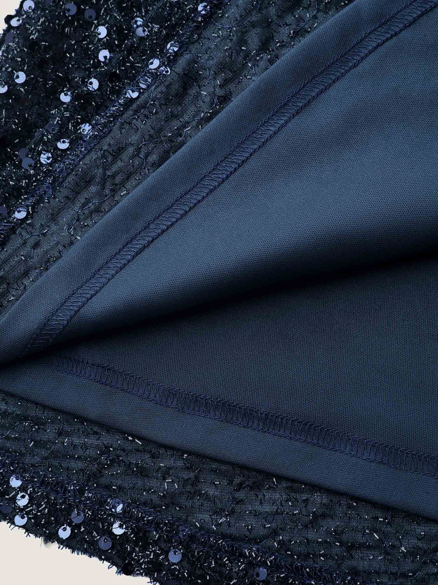 Shimmery Sequin Shirred Waist Midi Skirt