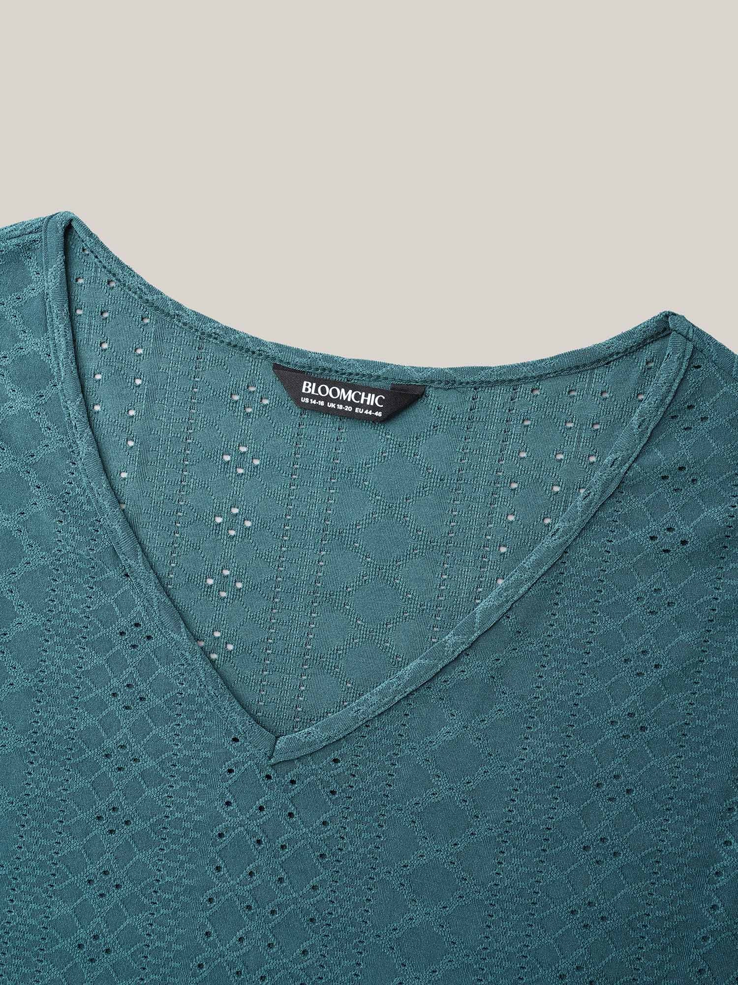 Jacquard Textured Lotus Leaf Sleeve Top