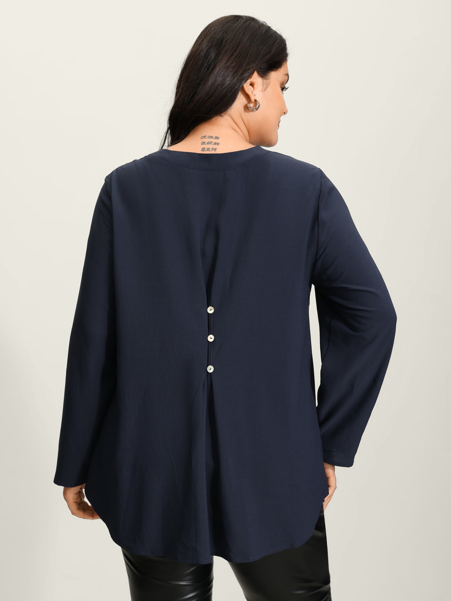 Tab Sleeve Button Back Detail Blouse