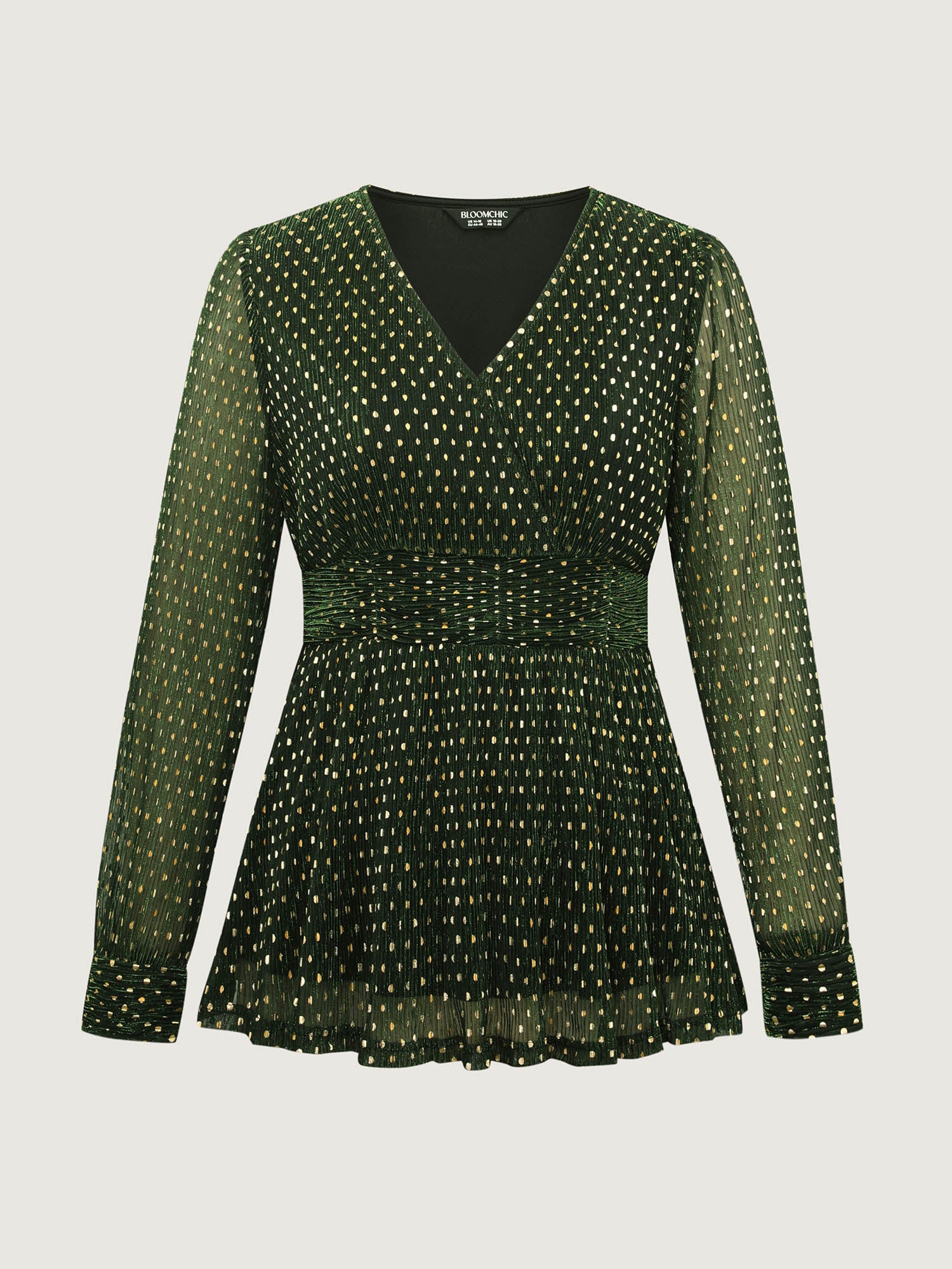 Lurex Textured Flared V-Neck Blouse