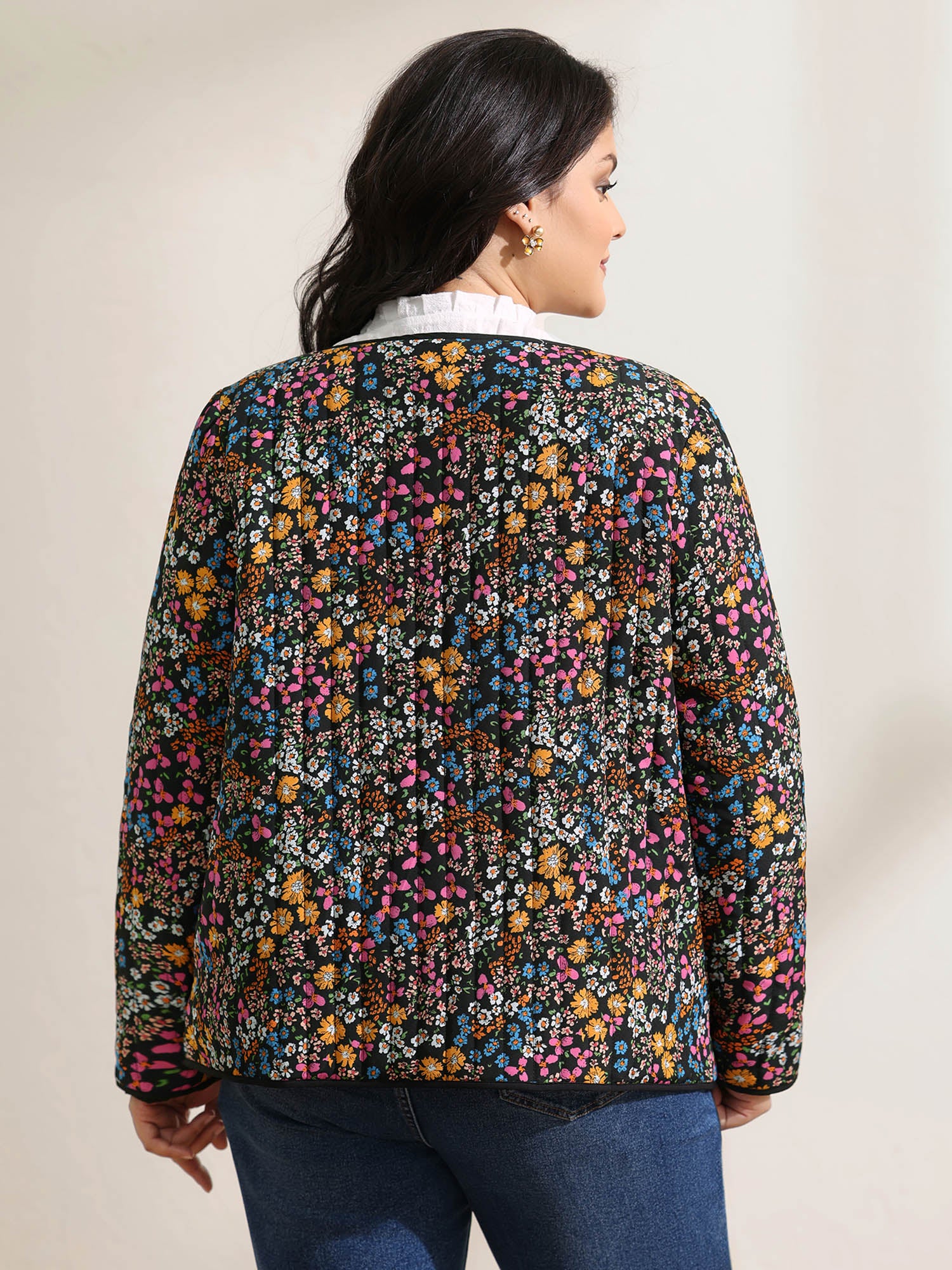 Floral Print Padded Cotton Jacket